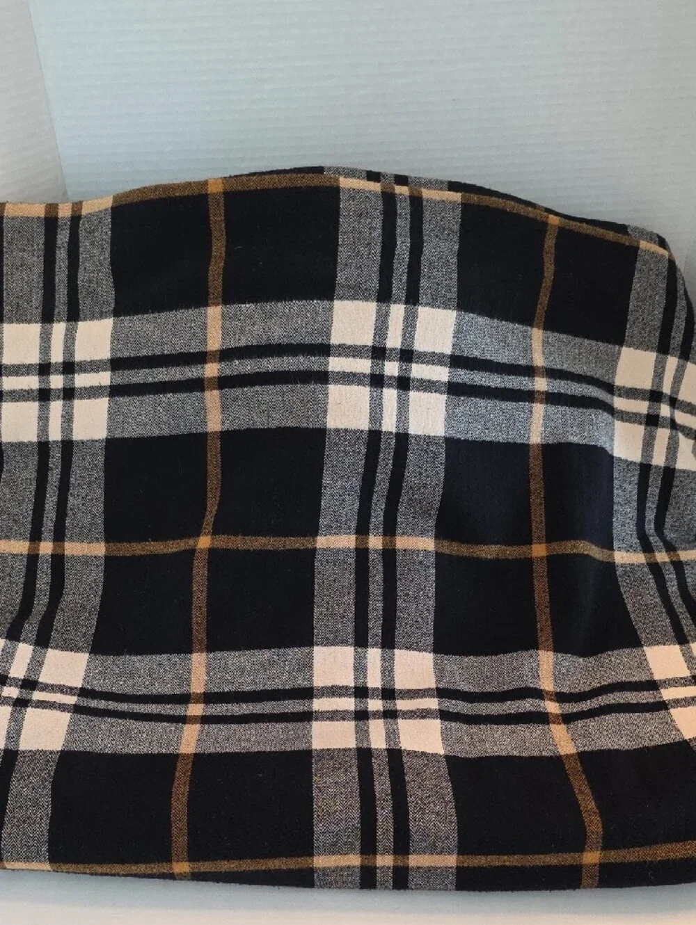 IKEA Strimklover Black, Cream Gold Brown Plaid Flannel Cotton King Duvet Cover